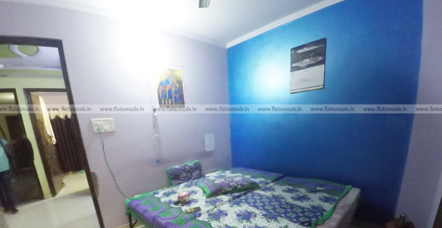 white blue colored bedroom